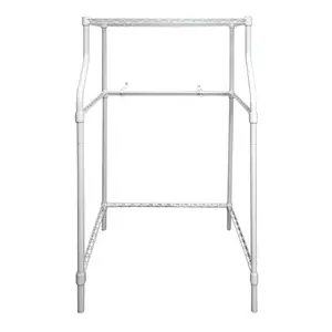 Magic Chef Compact Adjustable Powder Coat Metal Laundry Drying Rack Stand White Room Shelf with Anti-Tip Bracket and Sturdy Construction Magic Chef Compact Adjustable Powder Coat Metal Laundry Drying Rack Stand White Room Shelf with Anti-Tip Bracket and Sturdy Construction