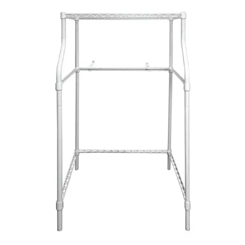 Magic Chef Compact Adjustable Powder Coat Metal Laundry Drying Rack Stand White Room Shelf with Anti-Tip Bracket and Sturdy Construction