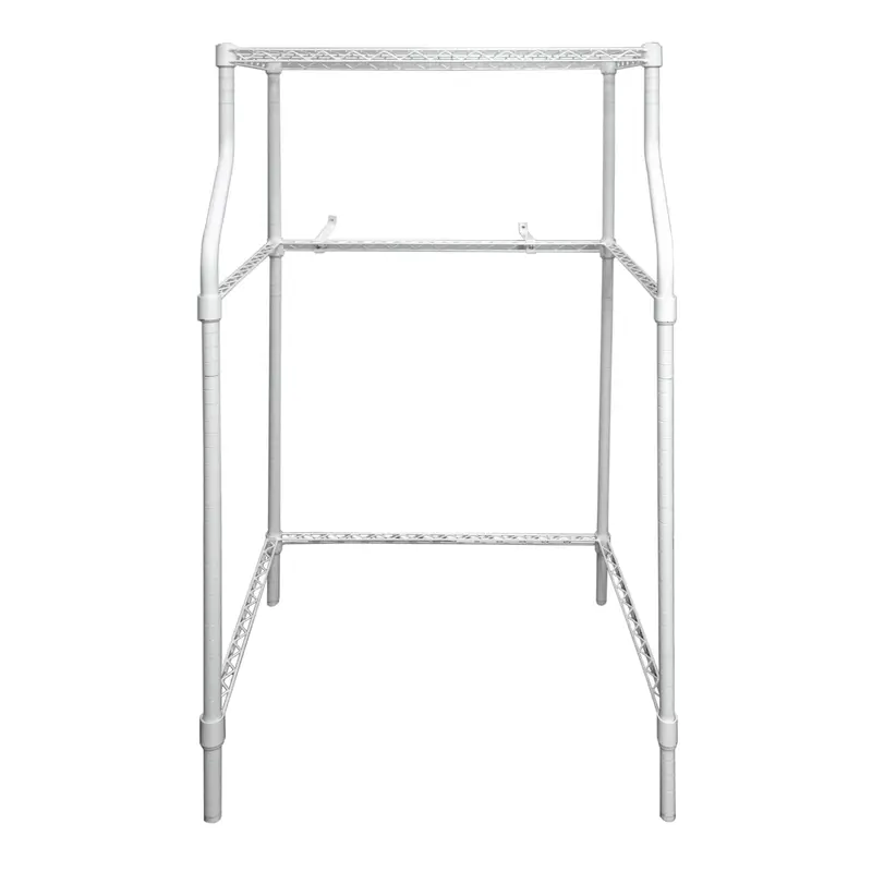 Magic Chef Compact Adjustable Powder Coat Metal Laundry Drying Rack Stand White Room Shelf with Anti-Tip Bracket and Sturdy Construction