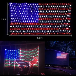 Giaki American Flag Lights 3.28*6.56FT 420 LED for Flag Day New Year's Presidents' Martin Luther King Jr. Day  Memorial Day Father's Day Washington's Birthday Juneteenth Memorial Day Parade Thanksgiving Christmas EasterGarden Patriotic Events Decorations