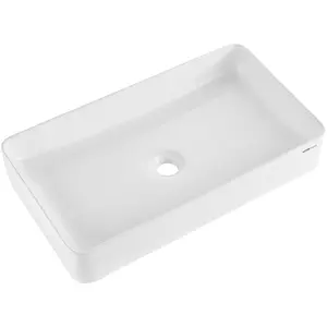 VEVOR Rectangle Vessel Sink, 24x 13.8 Bathroom Vessel Sink Countertop, White Ceramic Bathroom Sinks Above Counter, Modern Style, Bright and Elegant, Well-Packaged for Bathroom, Hotel, Toilet, RV