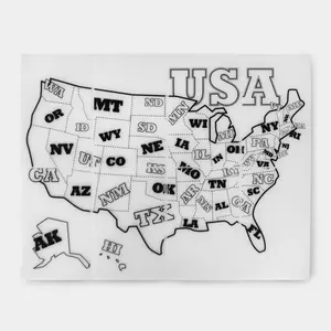 GoSili Reusable Silicone Kids Placemat with USA Map Design Foldable Washable Eco-Friendly European-Grade Platinum Silicone for Easy Storage and Travel Friendly BPA Free Tableware