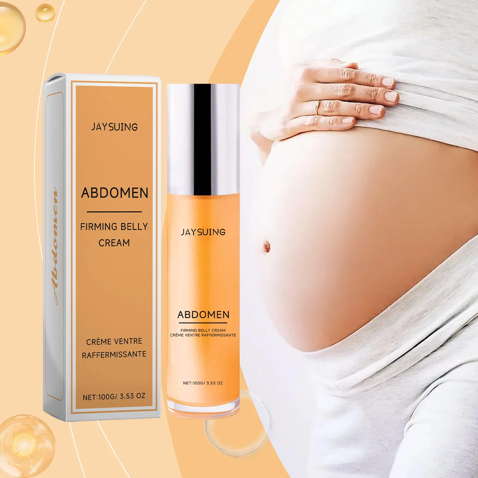 Jaysuing Abdomen Firming Belly Cream with Caffeine & Collagen for Postpartum Tummy Skin Care 100g Brightening Moisturize