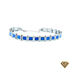 Square Blue Opal Bracelet, Opal bracelet, October Birthstone, Christmas Gift