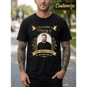 Custom Photo Memorial T-Shirt - Personalized In Loving Memory Shirt with Your Own Picture, Suitable for Men & Women, Short Sleeve Crew Neck Top, Funeral Apparel, Remembrance Gift, Rest Peace Keepsake