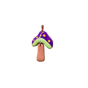 Polymer clay purple mushroom earrings