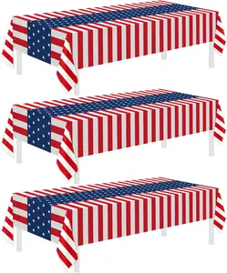 3 Pack Patriotic Tablecloths 4th of July Decorations,Disposable Plastic Tablecloths 54"x108",Patriotic Themed Party Table Cloth for Kids Birthday Party Supplies,Outside,Picnic,Camping,Memorial