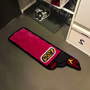 Style Rose Windproof Lighter Carpet Rug, Long Irregular Entrance Door Mat, Anti-Slip Water Absorbent Decorative Floor Pad, Home Decorative Rug