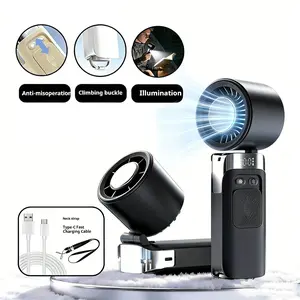 Mini Handheld Fan Portable Foldable Refrigeration Handheld Turbo Fan 12 Hours Cooling,  Digital Display, USB Charging, Suitable for Travel, Indoor Use, And Office Desk Usage