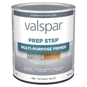 212 MAIN Valspar 1024350 1 qt. Tintable White Prep-Step Latex Primer, Latex Base, Coverage Area