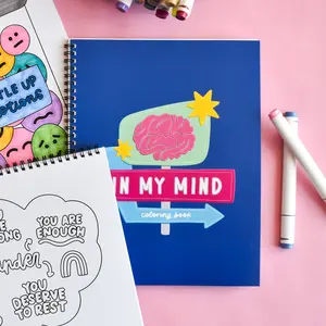 In My Mind Mental Health Coloring Books For Adults And Kids - Art Therapy - Stress Relief Coloring Sheets For Mental Health Awareness - Right or Left-Handed - 8.5x11 in