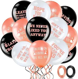 45 Pieces 12 Inch Funny Coworker Going Away Last Day Office Party Balloons, White and Gold Black Retirement Latex Balloon Farewell Balloon with 2 Ribbon Decors for Colleague (Black, Rose Gold, White)