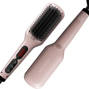 Smooth Ionic Hair Straightener Brush KL1025 - 2-in-1 Detangling Brush with Adjustable Temperature, Anti-Scald Technology, Auto Shut-Off - Ideal for All Hair Types