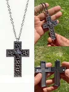 Thanos Necklace Unique Cross Pendant Necklace Squidward Games, Vintage Cross Pendant Necklace with Secret Compartment - Gaming Jewelry Costume Accessories
