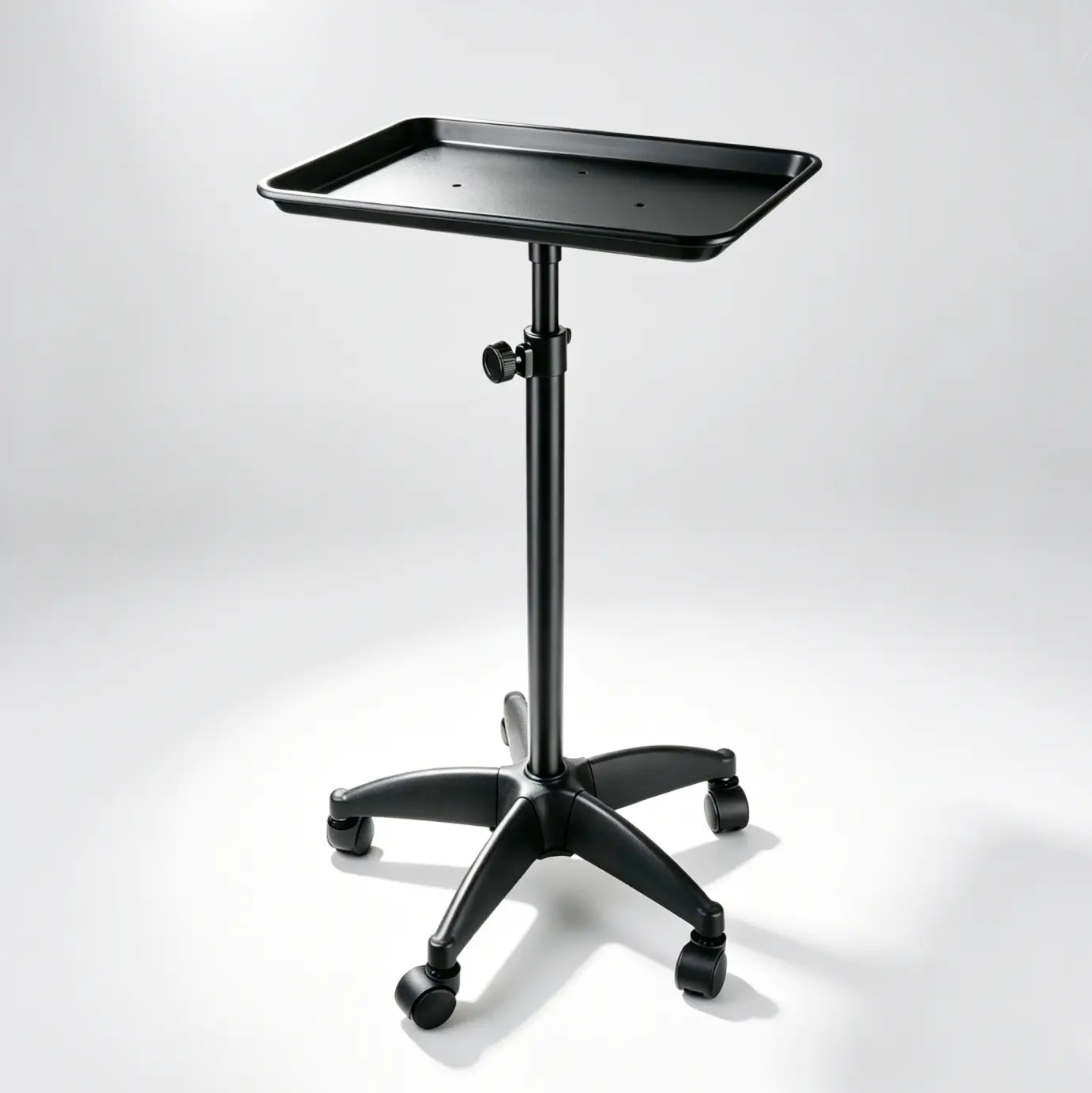 Adjustable Height Rolling Tray Cart with Wheels - Tool-Free Assembly Service Station for Hair Stylists, Beauty Salon Equipment, Commercial Salon Furniture