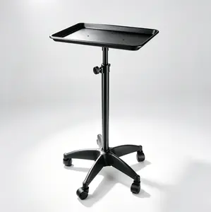 Adjustable Height Salon Tray Cart with Wheels - Tool-Free Assembly, Rolling Service Station for Hair Stylist, Tattoo, Barber Shop & Spa