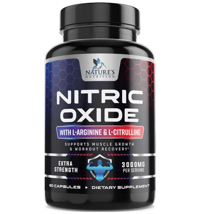Nitric Oxide Booster Extra Strength - 3X Strength L-Arginine & Citrulline Supplement - Best Nitric Oxide Supplements for Men - Supports Muscle, Heart Health, Energy - Bottled in USA - 60 Capsules