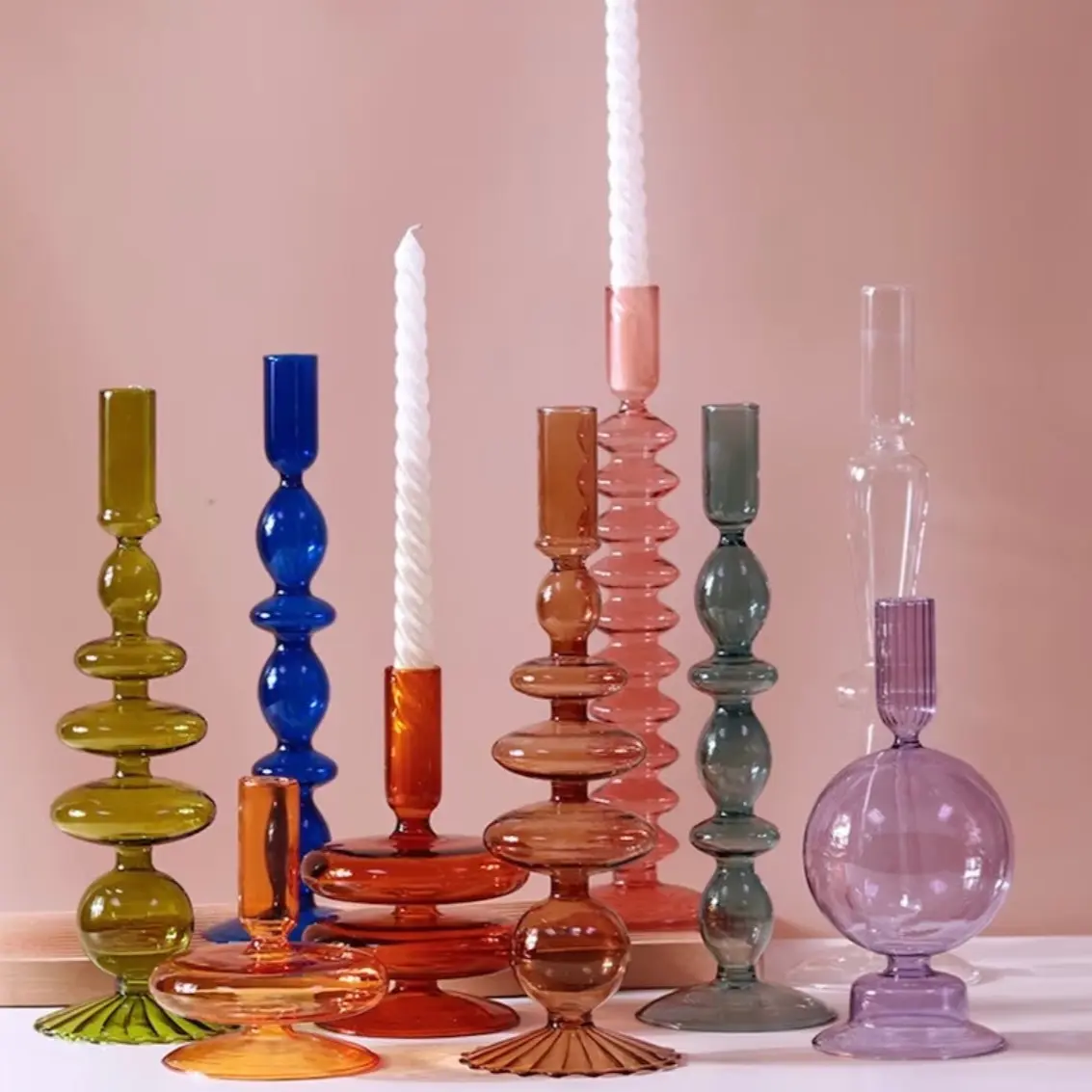 Colorful Glass Taper Candle Holder Colorful Glass Taper Candle Holder