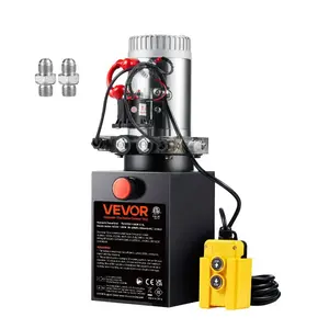 VEVOR Hydraulic Pump, 6 Quart Hydraulic Power Unit, Double Acting Dump Trailer Pump, 0.91 GPM Flow Rate, 3200 PSI Max Relief Pressure, DC 12V Hydraulic Pump for Dump Trailer Car Lifting
