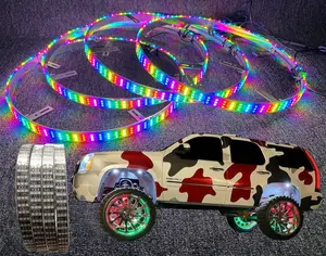 4PCS 17.5" Triple Row LED Wheel Lights, Dream Color Chasing Rim Lights, Waterproof App & Remote Control for Off-Road Trucks, SUV, Pickups