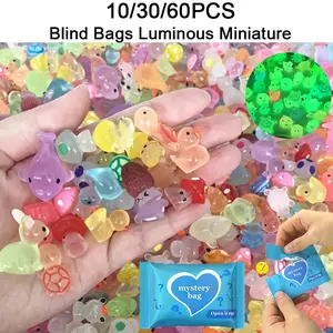 10/30/60PCS Luminous Surprise Blind Bags Mini Animal Mushroom Figurines Mystery Bag for Fairy Garden Dollhouse Potted Miniature Decor Accessories