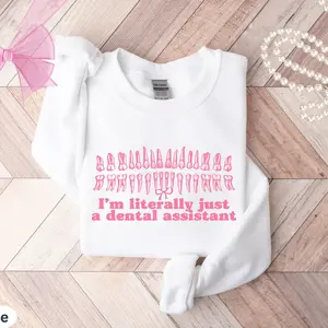Dental Assistant Graduation Pink Bow Pink Bow Shirt, Balletcore Dentistry Sweatshirt, Tooth Dental Person Sweater Gift,Soft Girl Aesthetic L0