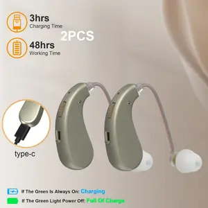 2pcs Rechargeable Over-Ear Amplifier, Abs Material, 4 Volume Levels, Comfortable Wear, Simple Operation, Ideal for Adults