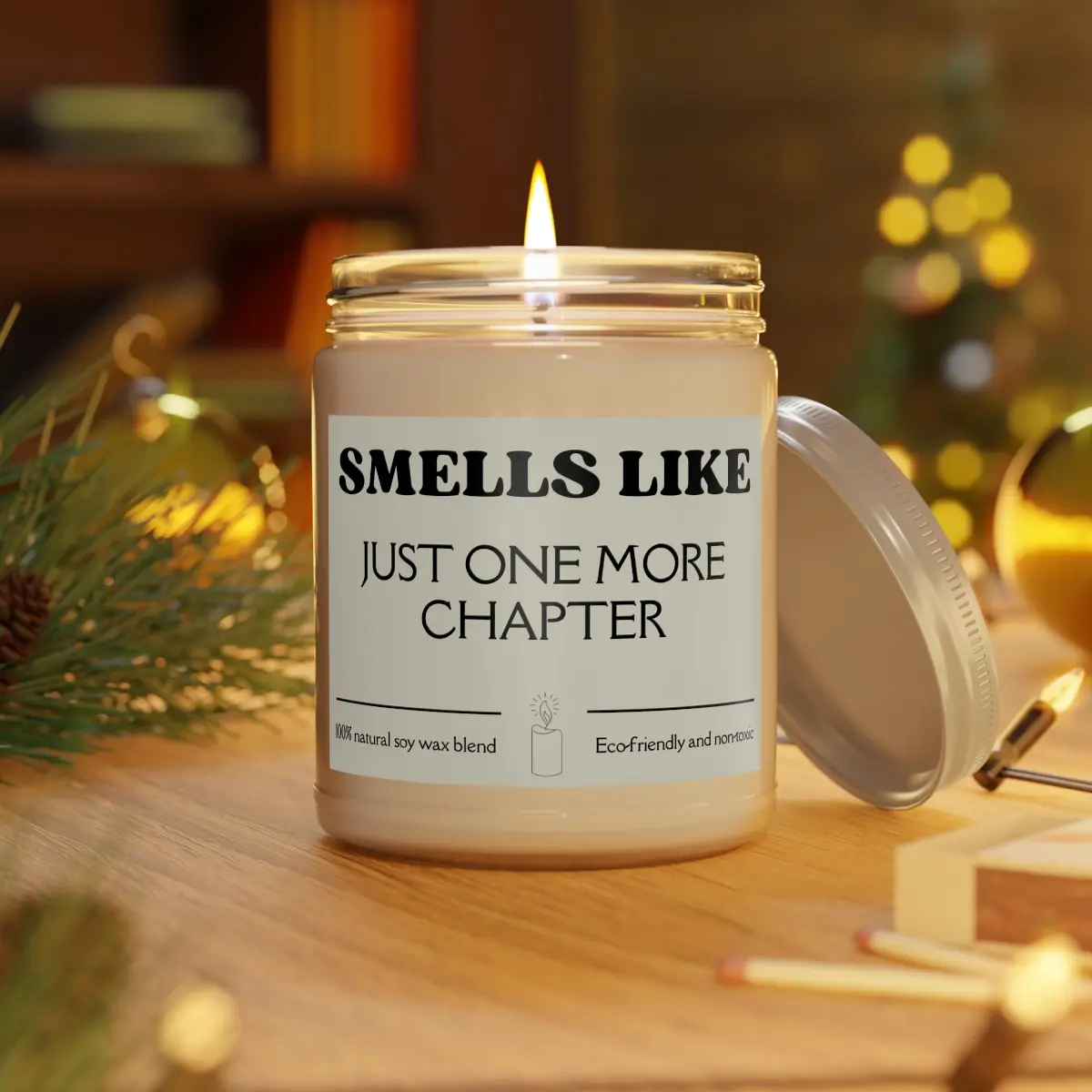 Smells Like Just one more chapter, Book Lover, Librarian, Literary Gift, Scented Home Decor Soy Wax Candle 9oz