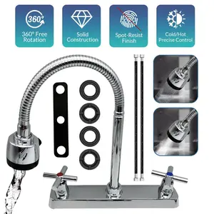 RV Kitchen Faucet,Non-Metallic RV Kitchen Sink Faucet Replacement with Two Handle-8" Main Body-High Arch-360 Swivel Replace for Campers Motorhomes Travel Trailers#fathersdaygift