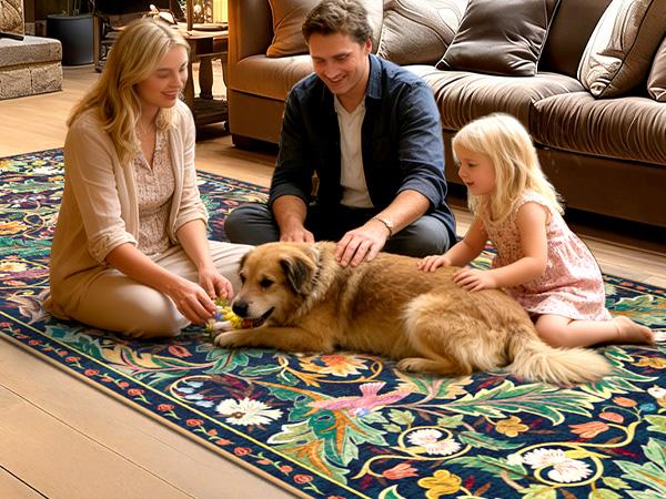 Geanup Washable Bird Rug Non Slip, Soft Boho Floral Kitchen Laundry Rug with Rubber Backing, Low Pile Runner Rug for Entryway Bedroom Living Room Bathroom