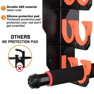 Rod Holders, Fishing Pole Holders for Garage, Wall or Ceiling Mounted Fishing Rod Rack Holds 10 Rods Fishing Gear