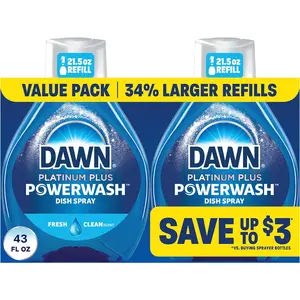 Powerwash Fresh Dish Spray, Liquid Dish Soap, Dish Soap Refill, Dish Detergent Liquid, 2 Refills, 43 Fl Oz Procter & Gamble Procter & Gamble