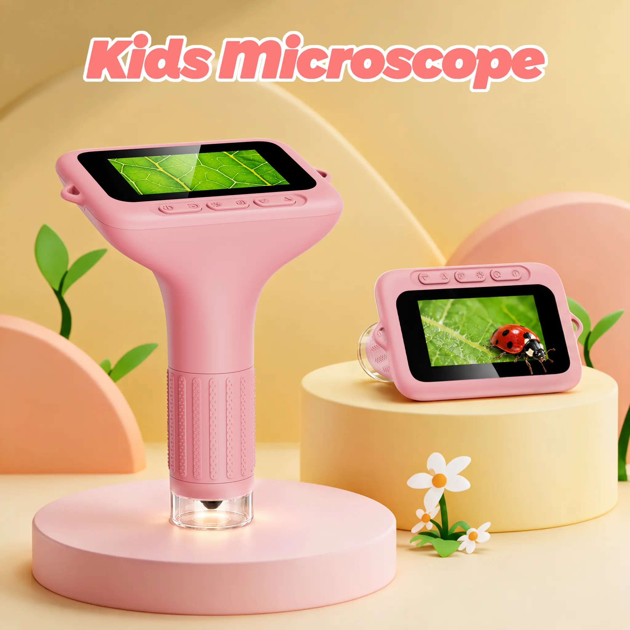 ASPOVEN 2027 Upgrade Portable Handheld Microscope for Kids - 4K 3" IPS Screen 1000X Digital, Rechargeable Pocket Model, STEM Learning Tool, Slide & Insect View, Christmas Gift Ideas for Kids
