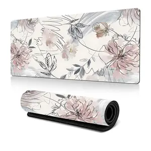 Floral Pattern Mouse Pad, 1 Count Rectangle Gaming Mouse Pad, Non-Slip Mousepad with Stitched Edges, Keyboard Mouse Mat Desk Pad for Game Office