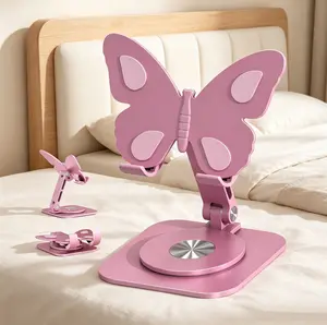 2026 Latest 360° Rotating Butterfly Tablet & PhoneMount, Solid Aluminum Alloy 360 Degree Swivel Stand, Foldable Lightweight Angle Adjustable Bracket, Stable Anti Slip Universal Support For Bedroom Study And Workspace.graduation party decor