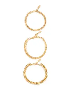 Ettika Ultimate Everyday Link Chain Bracelet Set of 3 18kt Gold Plated Rhodium on Steel Elegant Versatile Jewelry for Everyday Wear