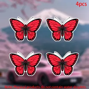 Albania Flag Butterfly Stickers, Durable Vinyl Car Decals for Doors Windows Laptops Furniture Bumpers, 4pcs Set, Easy Peel & Stick