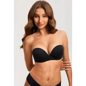 DOBREVA Women's Strapless Push Up Bra Padded Plunge Underwire Plus Size Bras