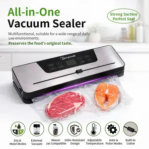 Zenpeak Vacuum Sealer Machine for Food Storage, 6mm Extra Wide Seal, Built-in Bag Cutter, Dry & Moist Modes, External Vacuum for Bags & Mason Jars, Removable Drip Tray