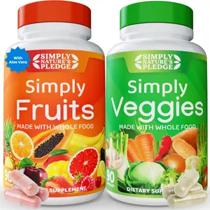 Simply Nature's Pledge - Packed with Over 40 Different Fruits & Vegetables - Made with Whole Food Superfoods - with Aloe Vera - 100% Soy Free – 180 Capsules