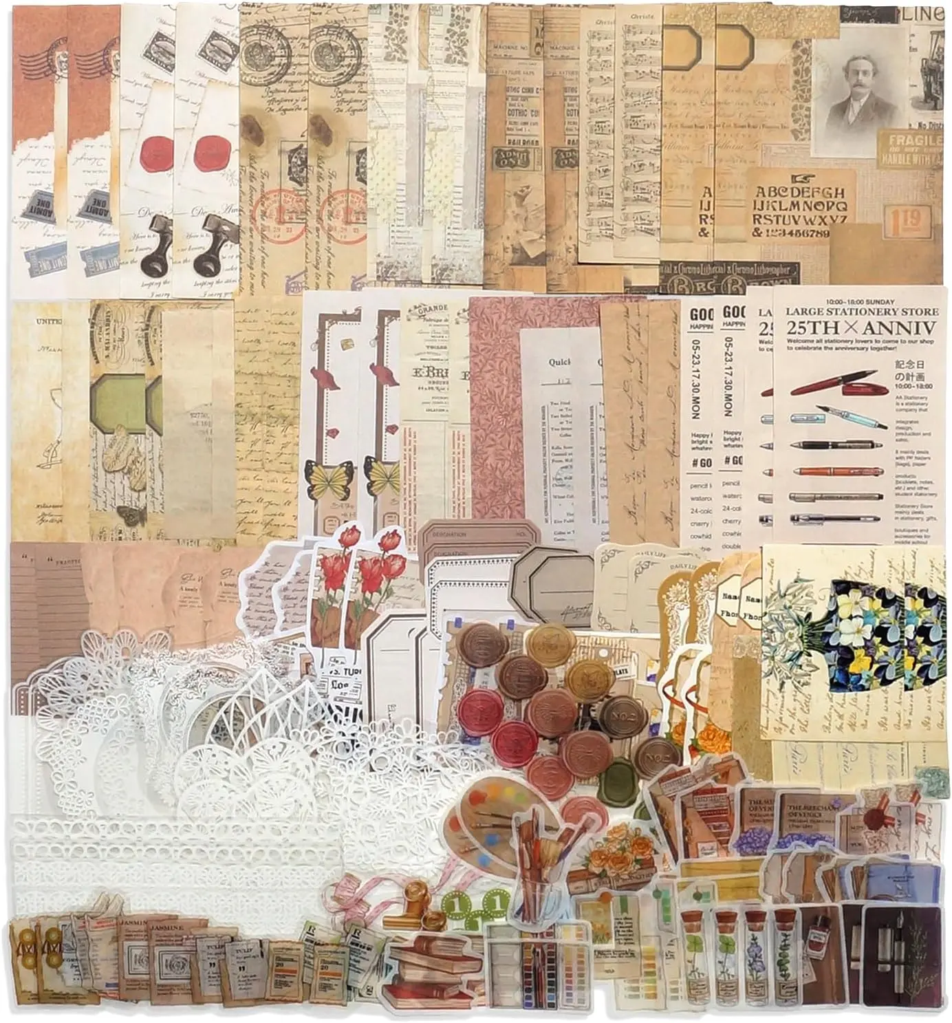 260 count  Scrapbooking Supplies Aesthetic Journaling Kit,Large Collection for  Junk Journals,Arts Craft Collage,Ephemera Adults,Beginners,Girls Teenage School Style(Academy)
