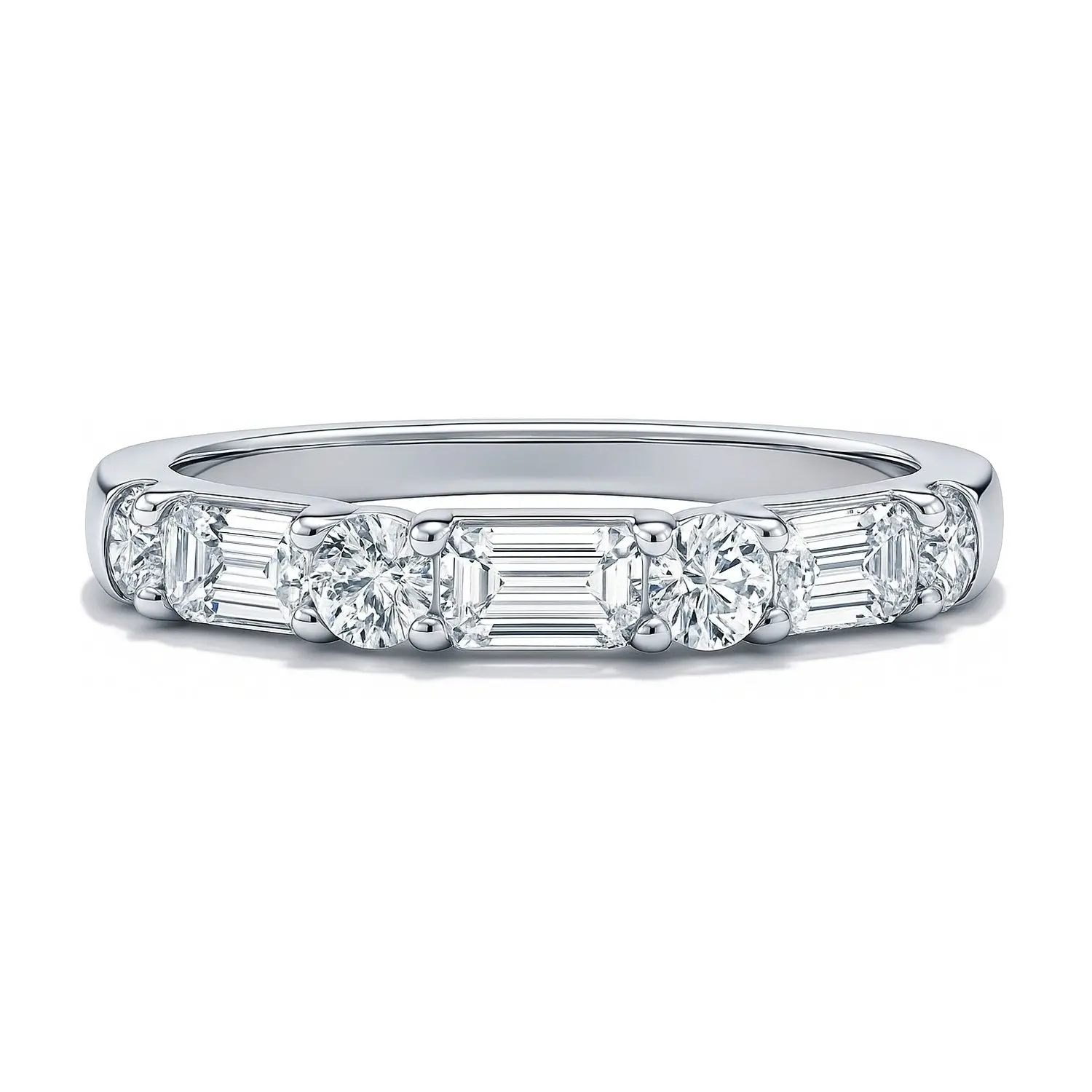 BERRICLE Sterling Silver Art Deco Rings Stackable Half Eternity Band Ring for Women, Pave Set Cubic Zirconia CZ