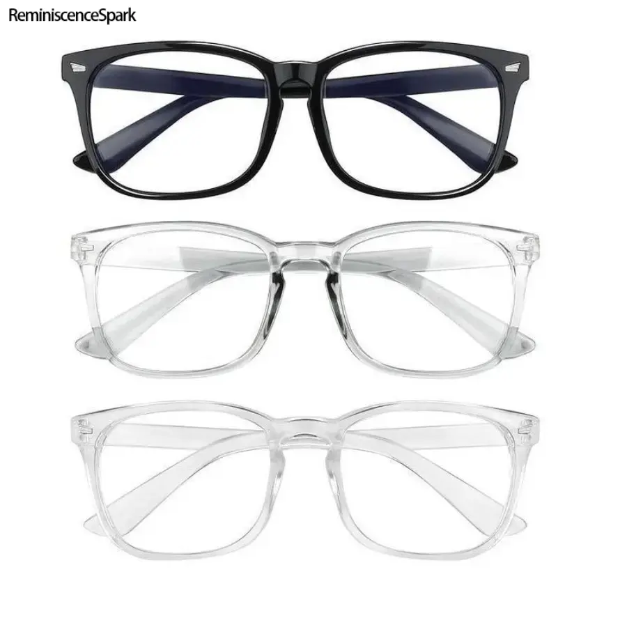 3-Pack Full Rim Blue Light Glasses - 2026 Trendy Square Anti-Blue Light Sports Gaming Eyewear for Working, Daily Screen Time Use, with Silicone Bag, Thick Plush Green Candlestick, Wooden Peanut Decor
