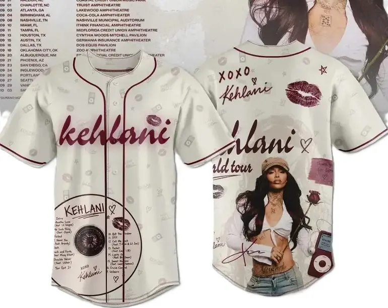 Kehlani World Tour Baseball Jersey, Vintage Graphic Button-Up, Hip Hop Fan Shirt