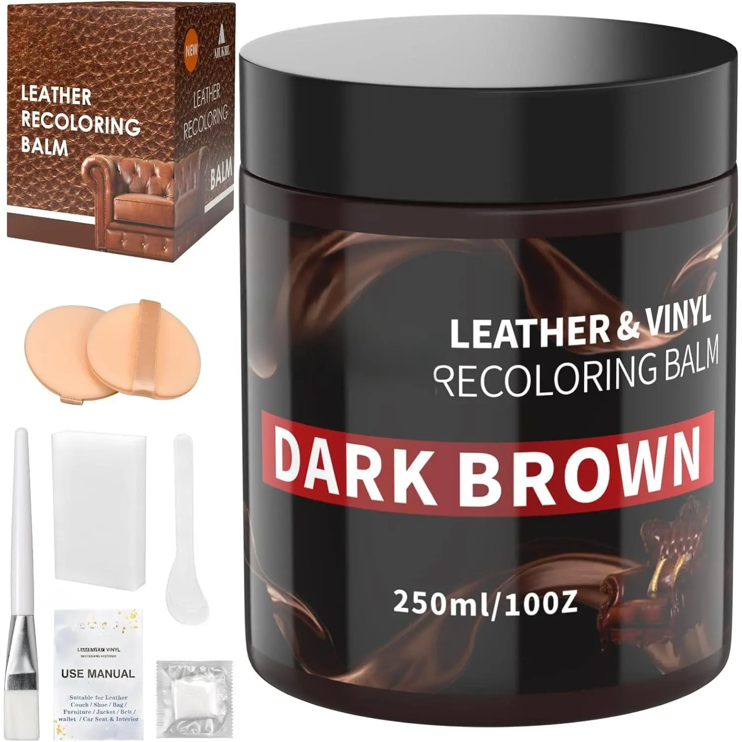 Leather Recoloring Balm, Leather Color Restorer, Leather Restorer for Couches, Leather Scratch Remover, Leather Scratch Repair, Leather Repair Kit for Furniture, Leather Dye (Dark Brown) Yifanyou Sports