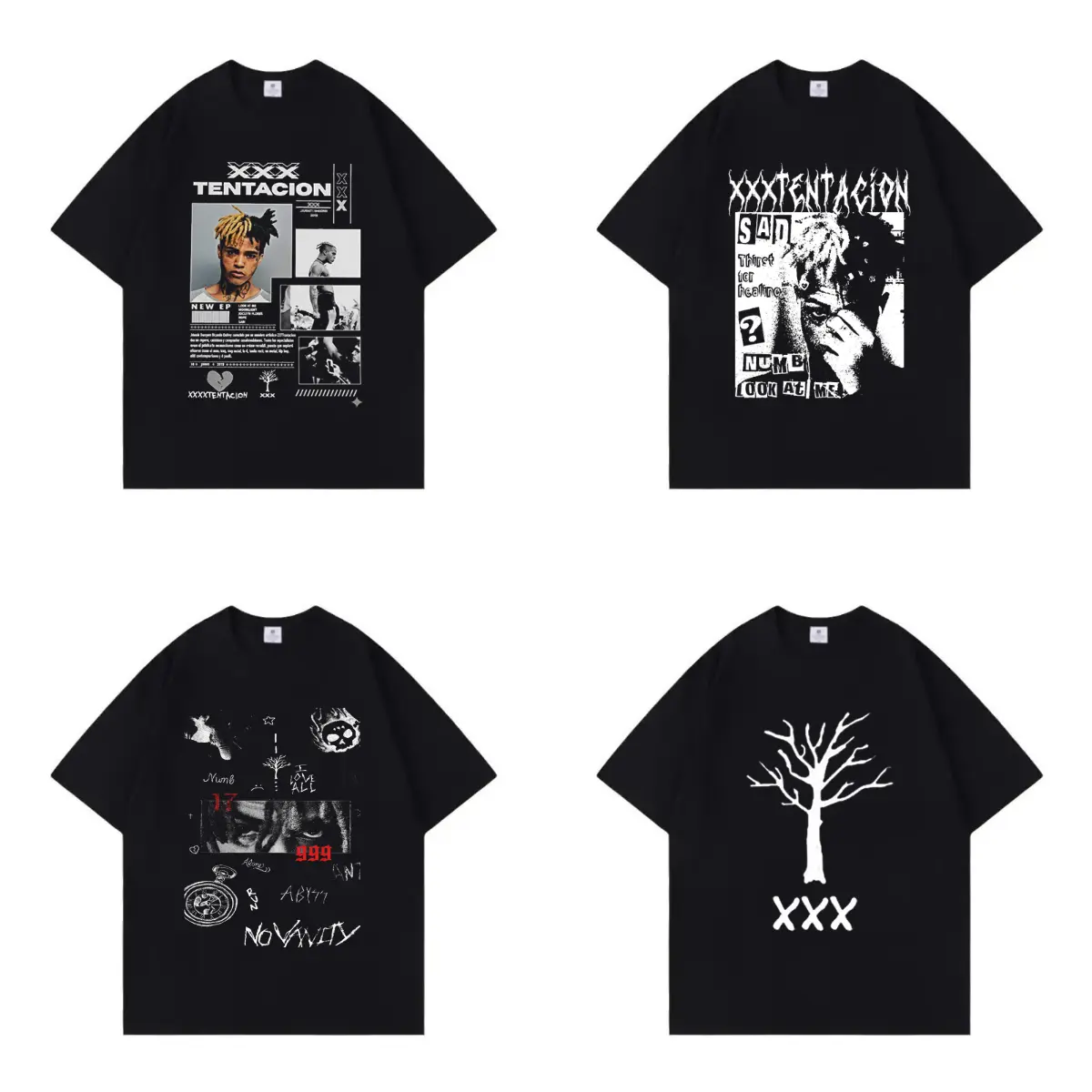 Fashion XXXTentacion Retro Oversized Cool Streetwear Crew Neck Pure Cotton Soft T-shirt Women Men Unisex Summer Comfortable and Stylish Items Holiday Gifts Father's Day