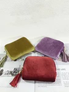 Fashionable And Minimalist Solid Color Velvet Jewelry Storage Bag, Tassel Zipper Pouch, Suitable For Storing Rings, Necklaces, Bracelets, Portable And Durable, Perfect For Daily Travel, On-The-Go Style, Vacation Getaways, And Wedding Season Favorites