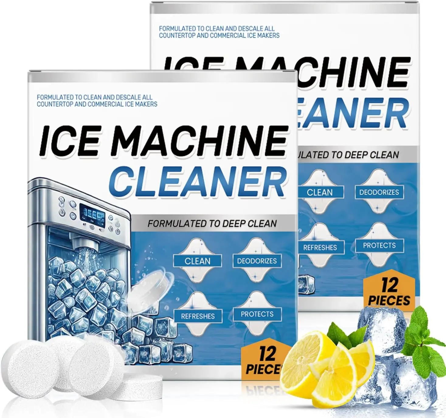 Ice Machine Cleaner Maker Descaler - 24 Clean Tablets for Ice Makers - Bulk 1 Year , Helps Remove Hard Water and Mineral Buildup for -Tasting Ice