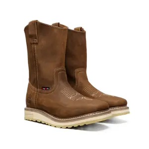 Calexico 11" Dual Density Boots, Square Toe, Pull-On Ease, Full Grain Leather