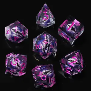Sharp Edge Resin Dice Set, Liquid Core Dnd Dice, Dragon Eye Dice Set, Multi-Face Rpg Dice, Role Playing Game Accessories